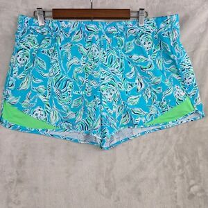 Lilly Pulitzer Luxletic Athletic Shorts Turquoise Tiger Womens XL Ocean Trail